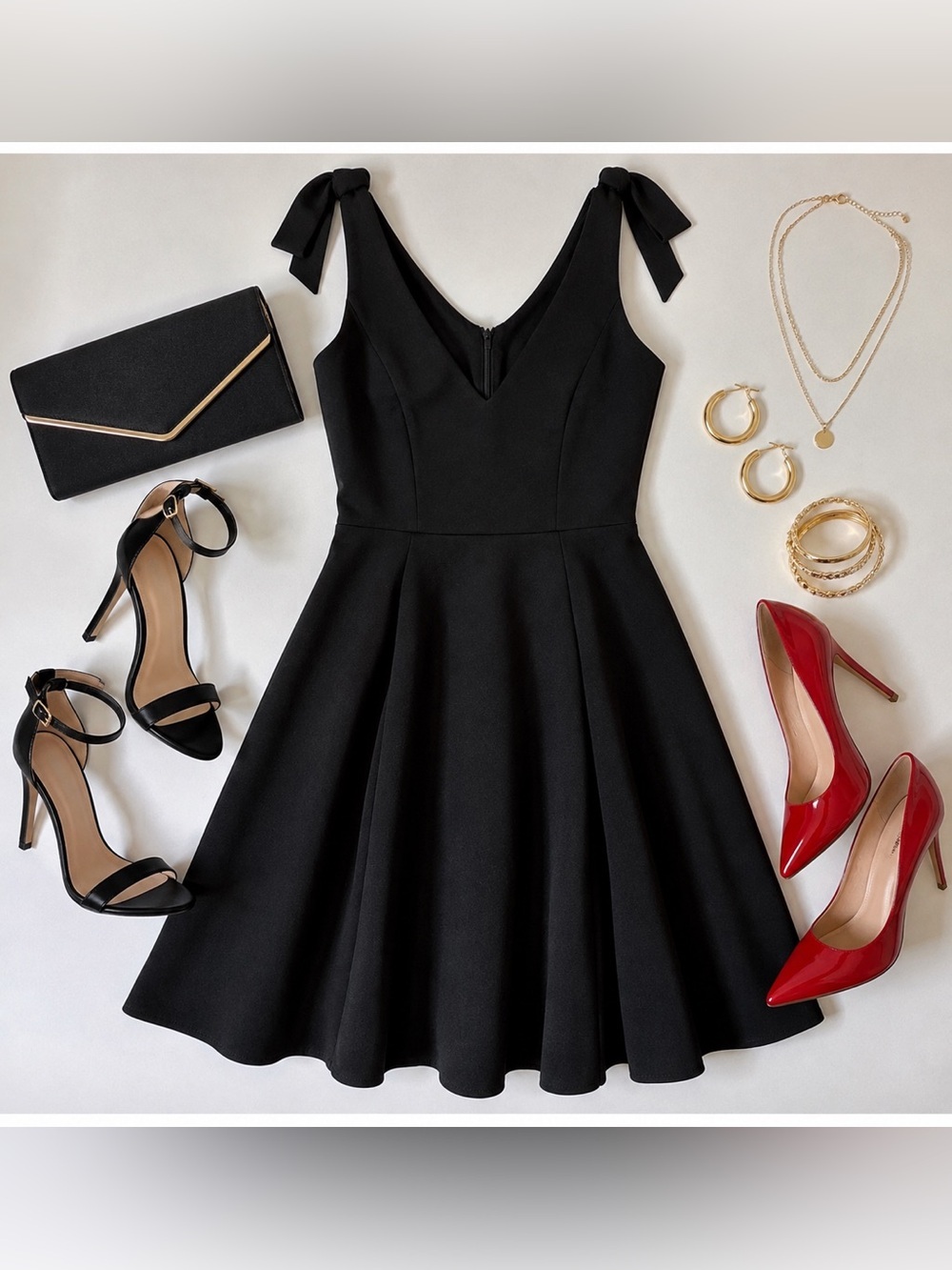 Lulus Let Me Count the Ways Black Tie Strap Skater Mini Dress